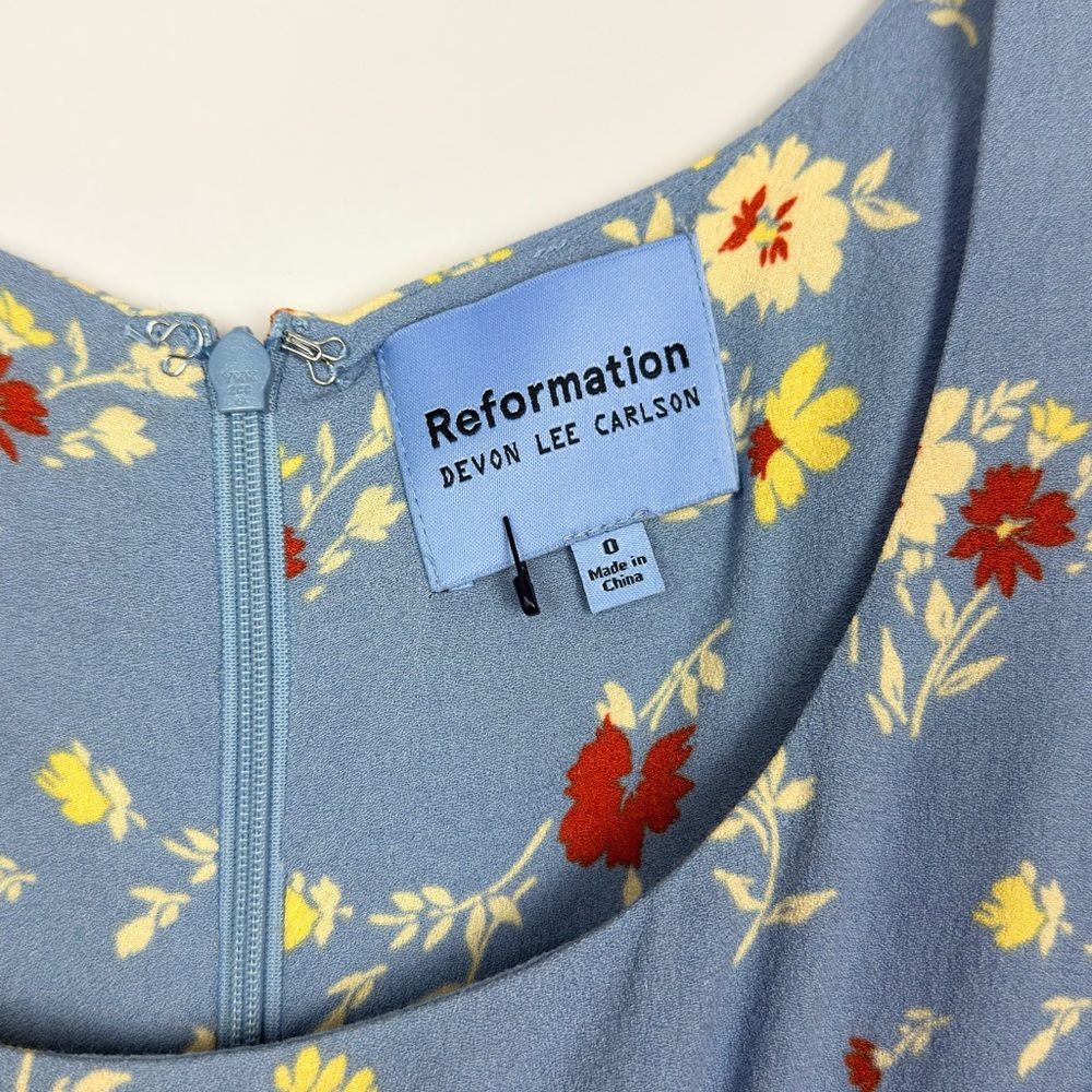Reformation x Devon Lee Carlson Cher Mini Floral Dress Janie Size 0 - Picture 15 of 16